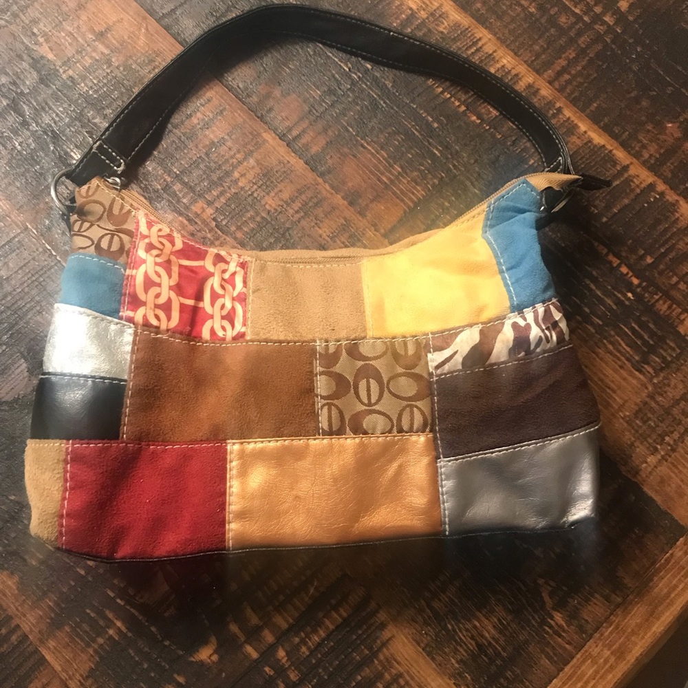 Patch work hand bag.